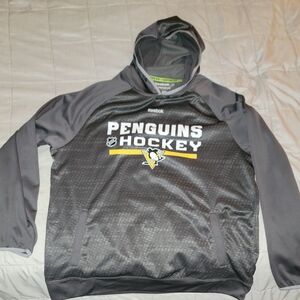 Reebok Black and Gray Penguins Hockey Men's Hoodie-Drifit